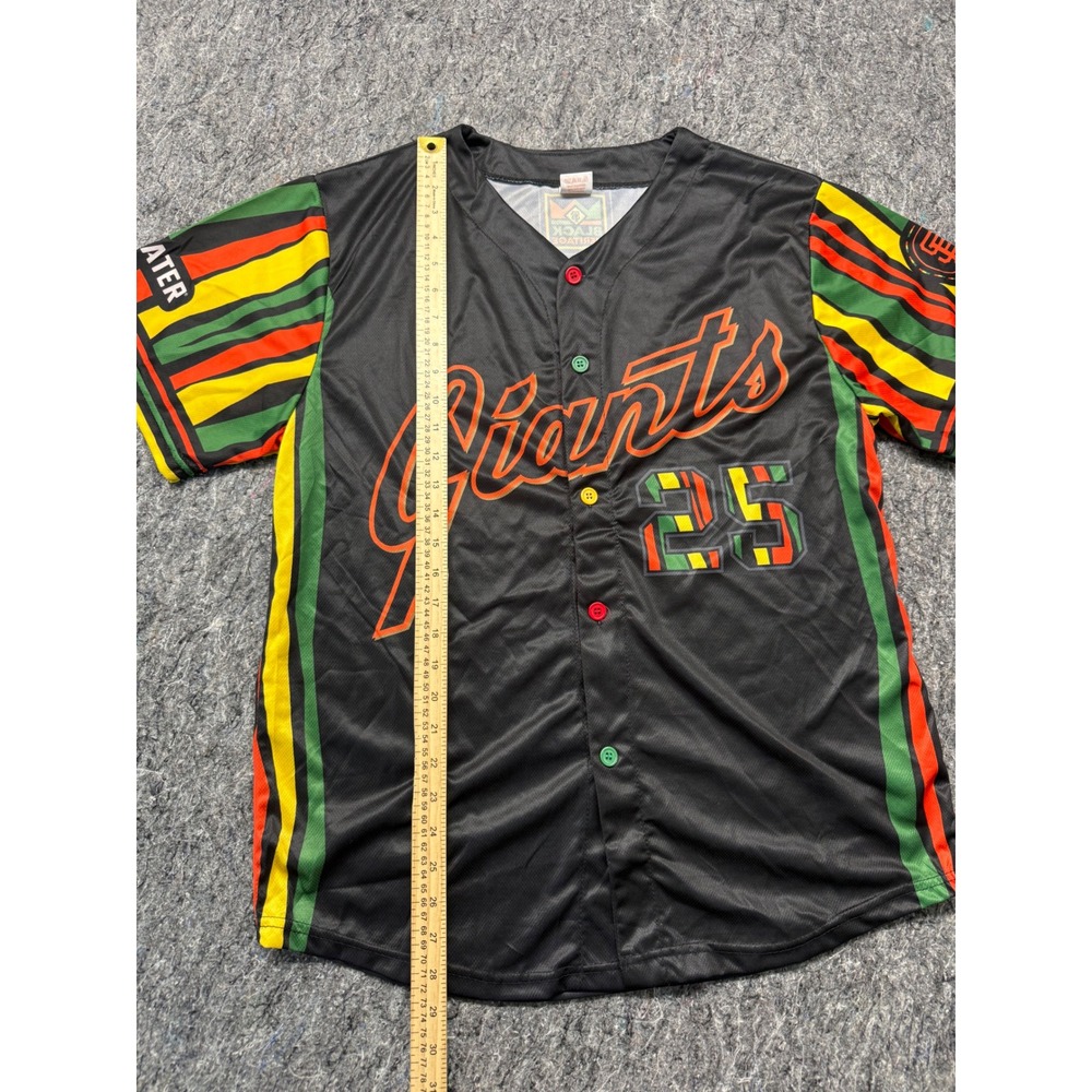 San Francisco Giants Black Heritage Jersey Mens Medium Rasta Colors Barry Bonds - Picture 2 of 6